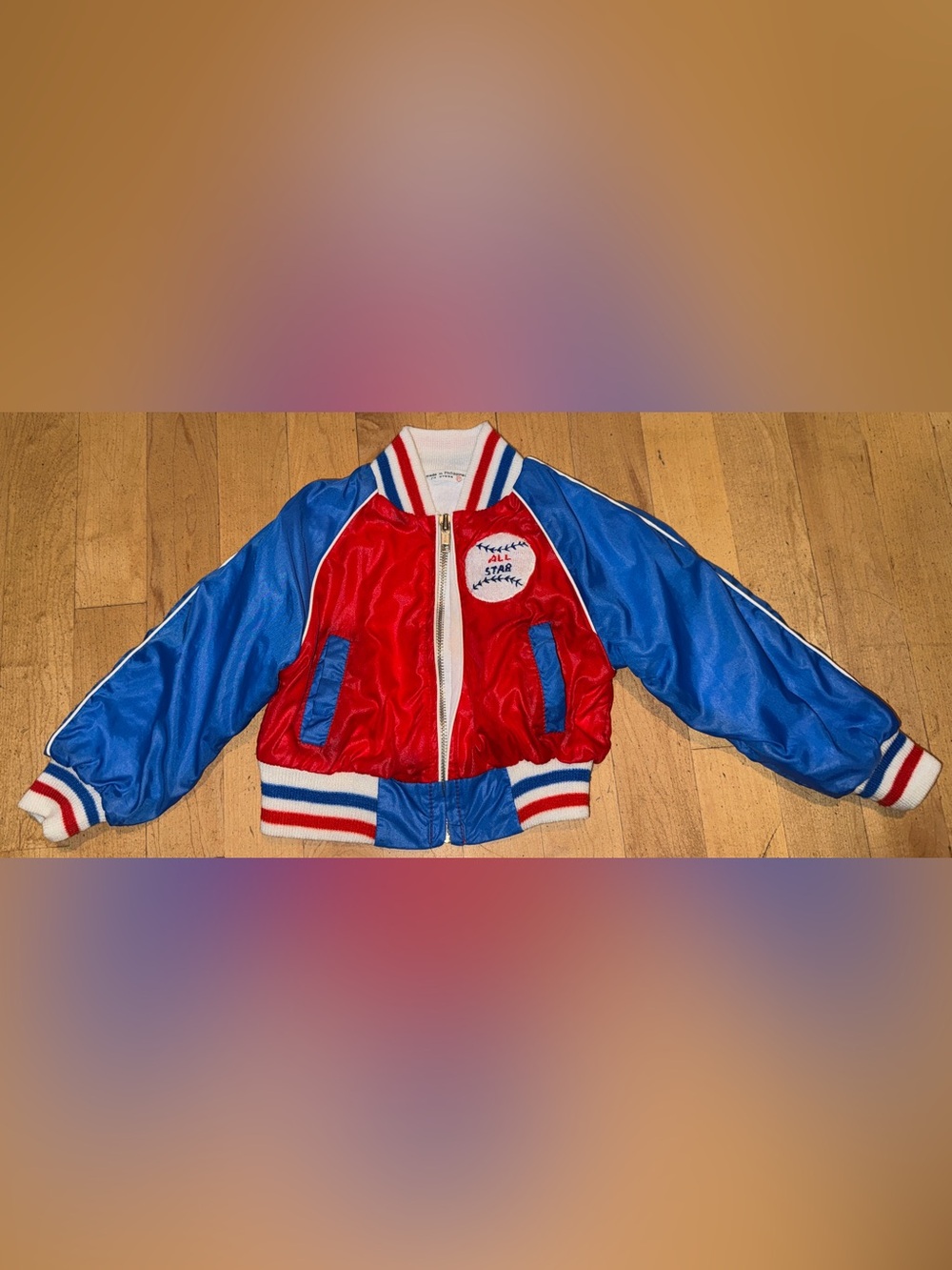 Vintage All Star Baseball Softball Windbreaker zip up bomber jacket 2T